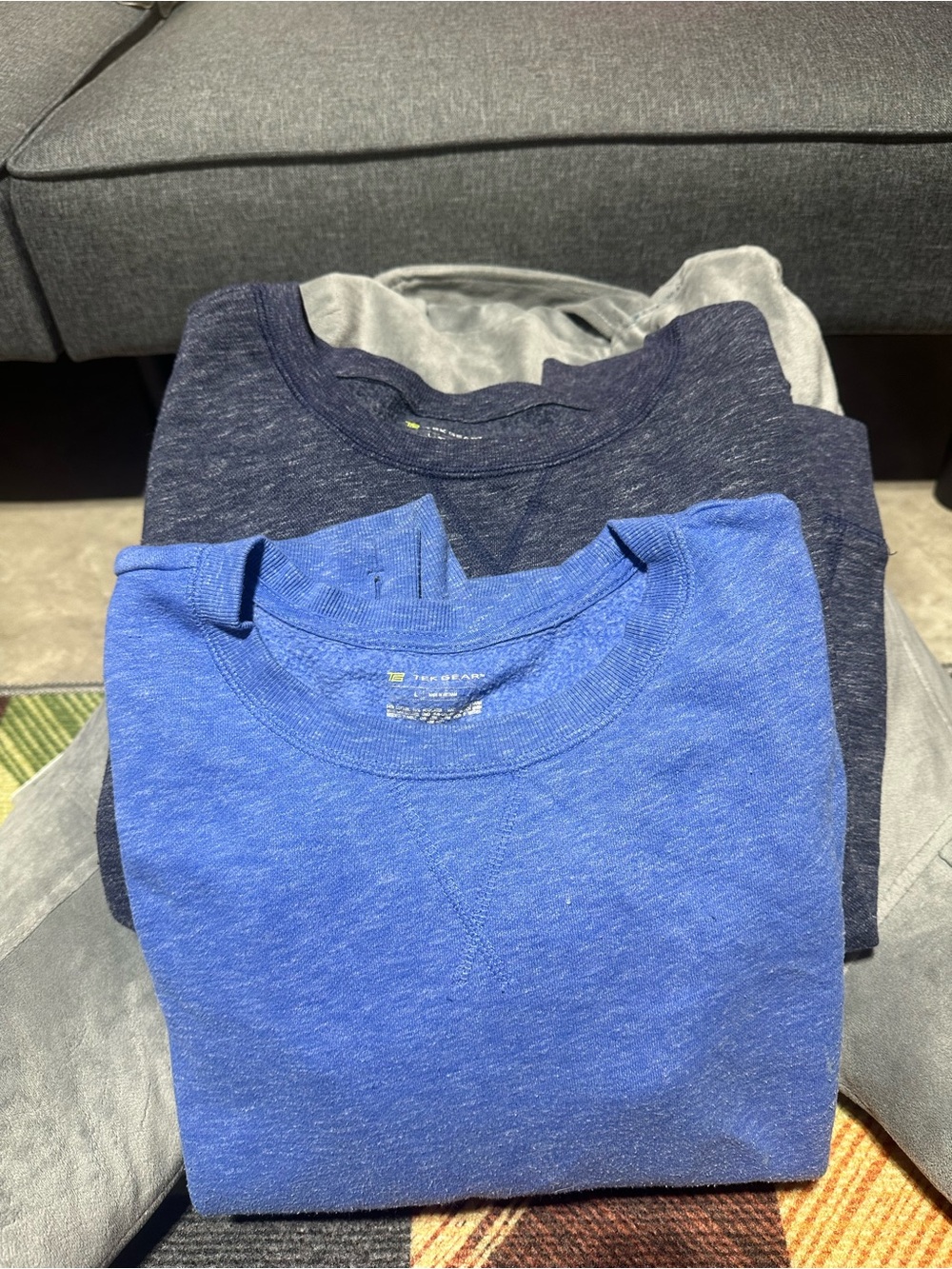 Tek Gear Women’s Heather Navy and Cerulean Crewneck Sweaters